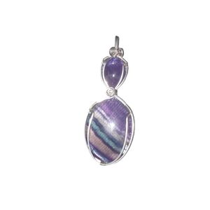 Handwrapped Sterling Rainbow Florite Pendant